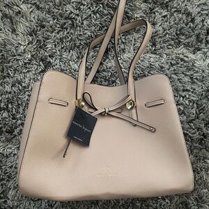 Nanette Lepore Tan Vegan Leather Tote with Metallic Hardware NWT